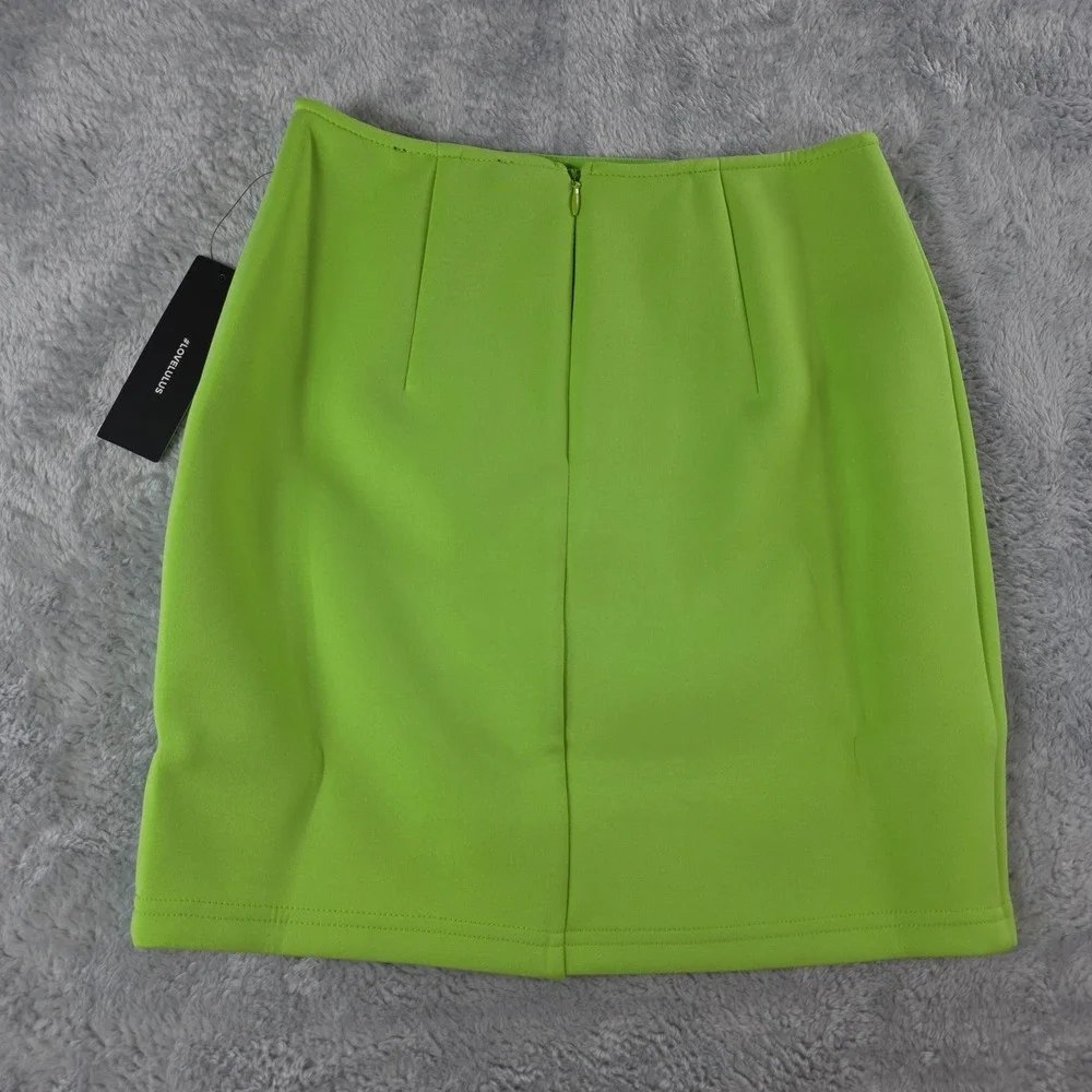 Lulus‎ Women XS She's Bold Neon Green Mini Skirt Bodycon High Waist Scuba Knit
